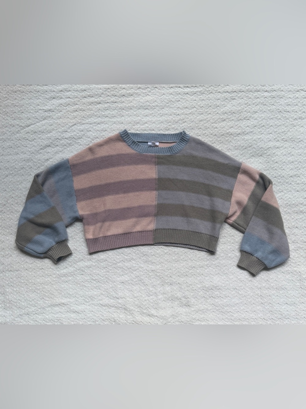 Grey Bandit Striped Cropped Crewneck Sweater